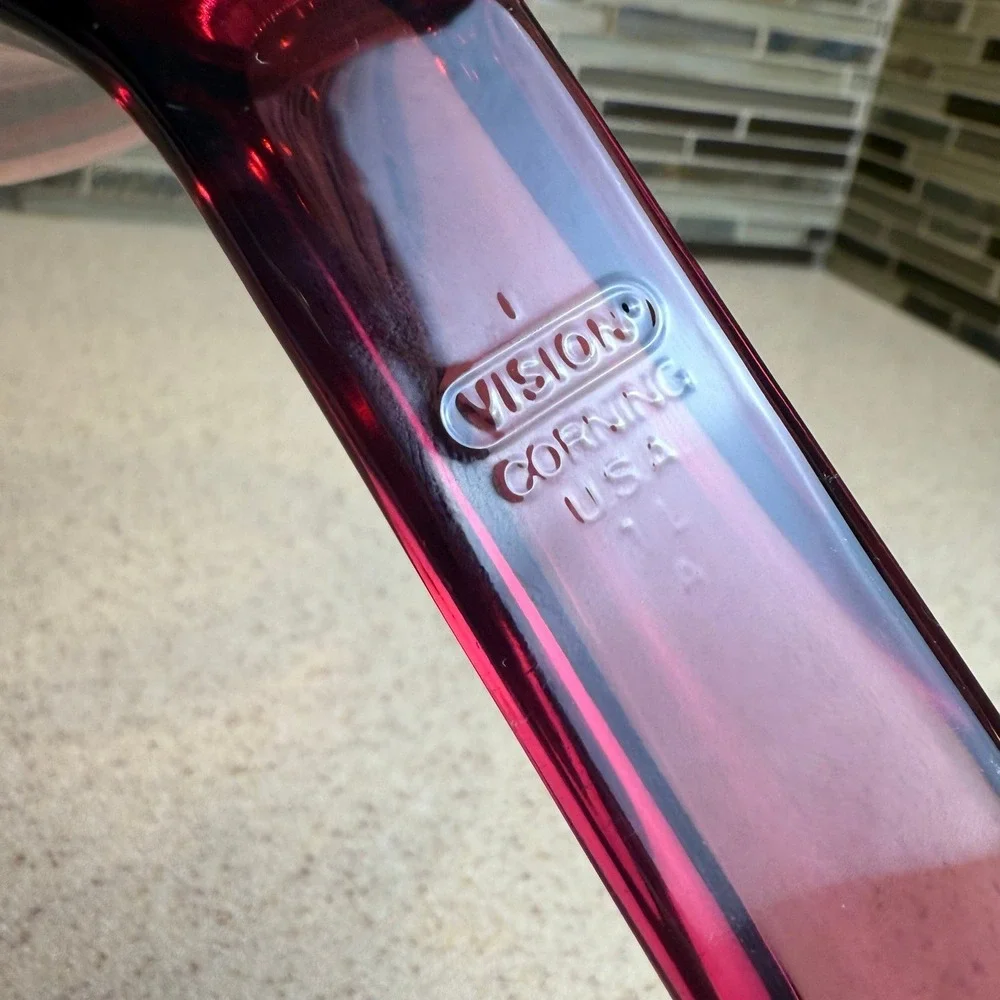 VTG Visions Corning USA Cranberry Glass Saucepan 1L Pour Spout Pot Purple NO LID